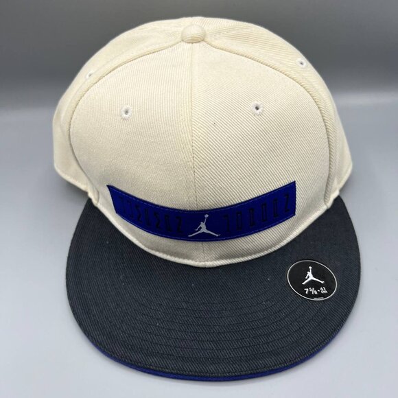 Air Jordan J11 Hat Men 7 5/8‎ White Blue Jumpman Fitted Cap